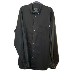 Men's Eddie Bauer Long Sleeve Collared Button Front Shirt, Dark Green, Large